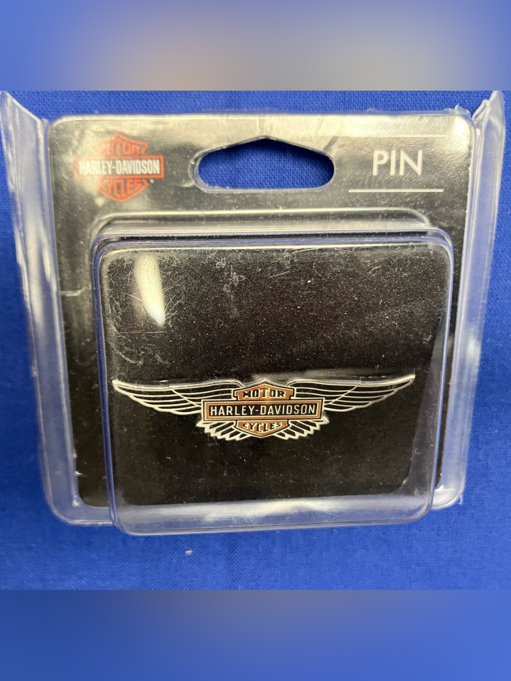 Harley-Davidson Black and Silver Winged Emblem Pin
